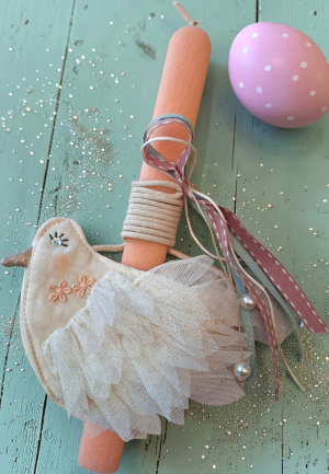 Λαμπάδα Τσαντάκι Περιστέρι με Λουλούδια