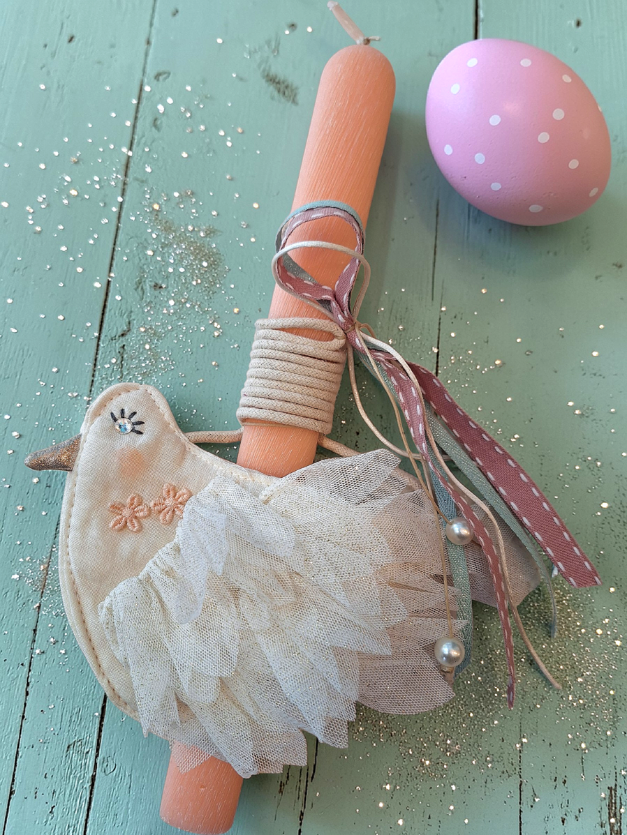 Λαμπάδα Τσαντάκι Περιστέρι με Λουλούδια