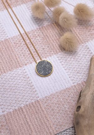 Επίχρυσο Κολιέ Κυκλάκι Γκρι