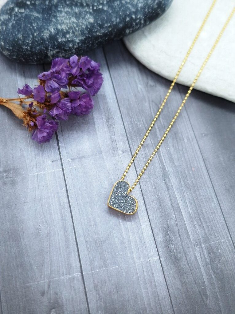 Κολιέ Καρδούλα Γκρι