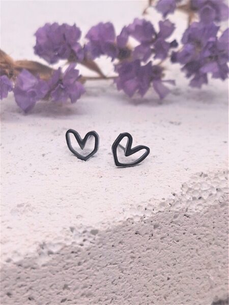 Ατσάλινα Σκουλαρίκια Black Hearts