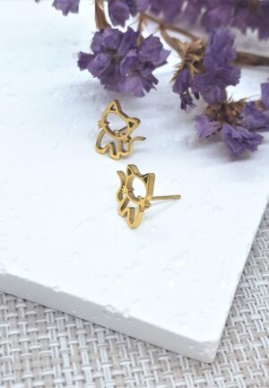 Ατσάλινα Σκουλαρίκια Golden Cats