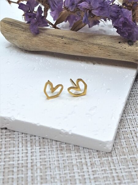 Ατσάλινα Σκουλαρίκια Golden Hearts