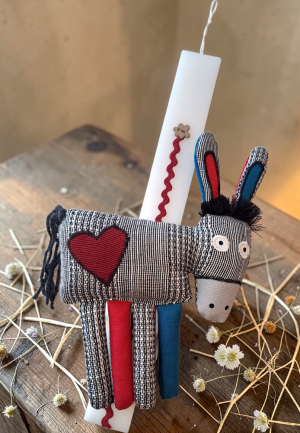 Λαμπάδα Γαϊδουράκι Κόκκινη Καρδιά