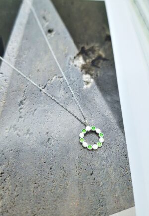 Ασημένιο Κολιέ Green Dots