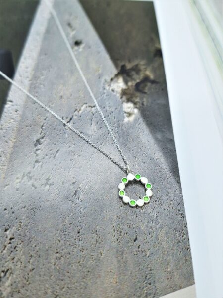 Ασημένιο Κολιέ Green Dots