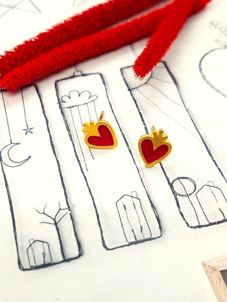 Σκουλαρίκια Red Hearts