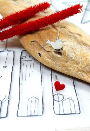 Σκουλαρίκια Καρδιά και Πουλάκι