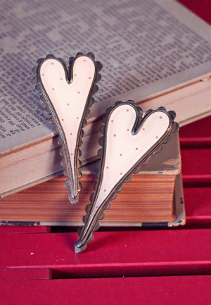 Σκουλαρίκια Καρδιές Polka Dots in Cream