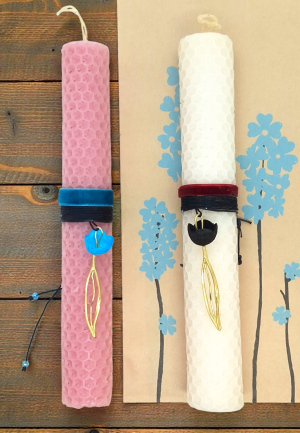 Λαμπάδα με Κολιέ Τουλίπα Γαλάζια - Μαύρη