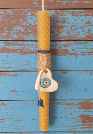 Λαμπάδα Κεραμική Καρδιά με Μάτι