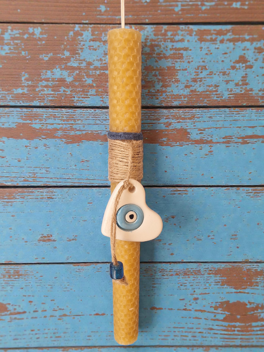 Λαμπάδα Κεραμική Καρδιά με Μάτι