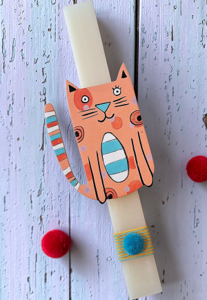 Λαμπάδα Ξύλινα Ζωάκια - Γάτα