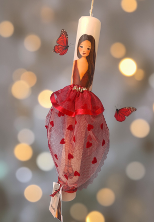 Λαμπάδα Χορεύτρια Κόκκινες Καρδιές