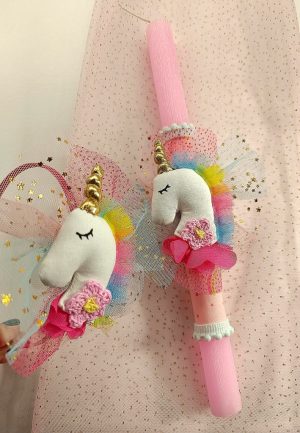 Λαμπάδα Μονόκερος με ασορτί Στέκα Μαλλιών