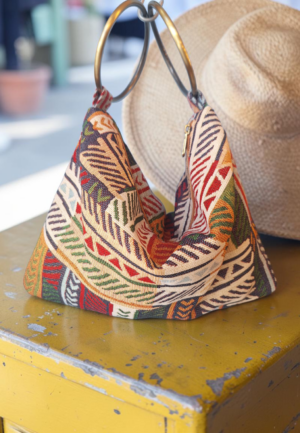 Υφασμάτινο Τσαντάκι Χειρός με Κρίκους - Geometry in the Mix