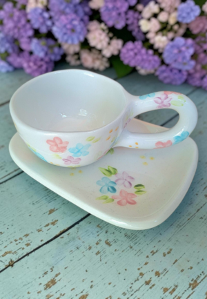 Κεραμική Κούπα με Πιατάκι Spring Blossom